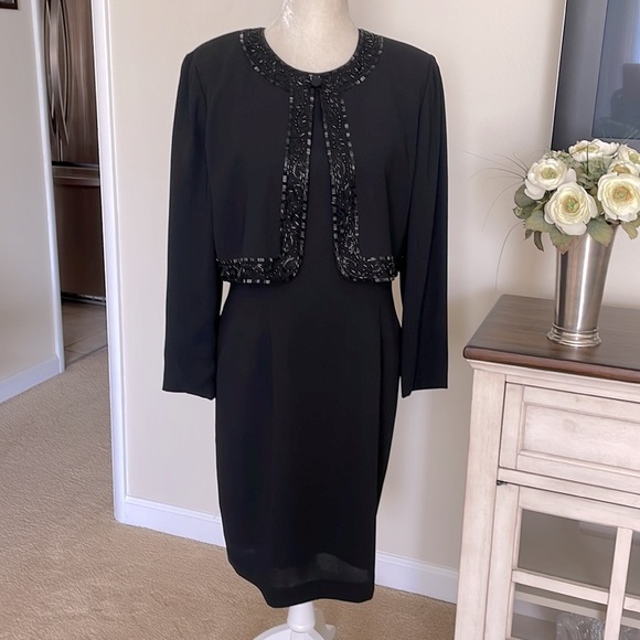 Marianna Black Beaded Front Dress. - Picture 9 of 16